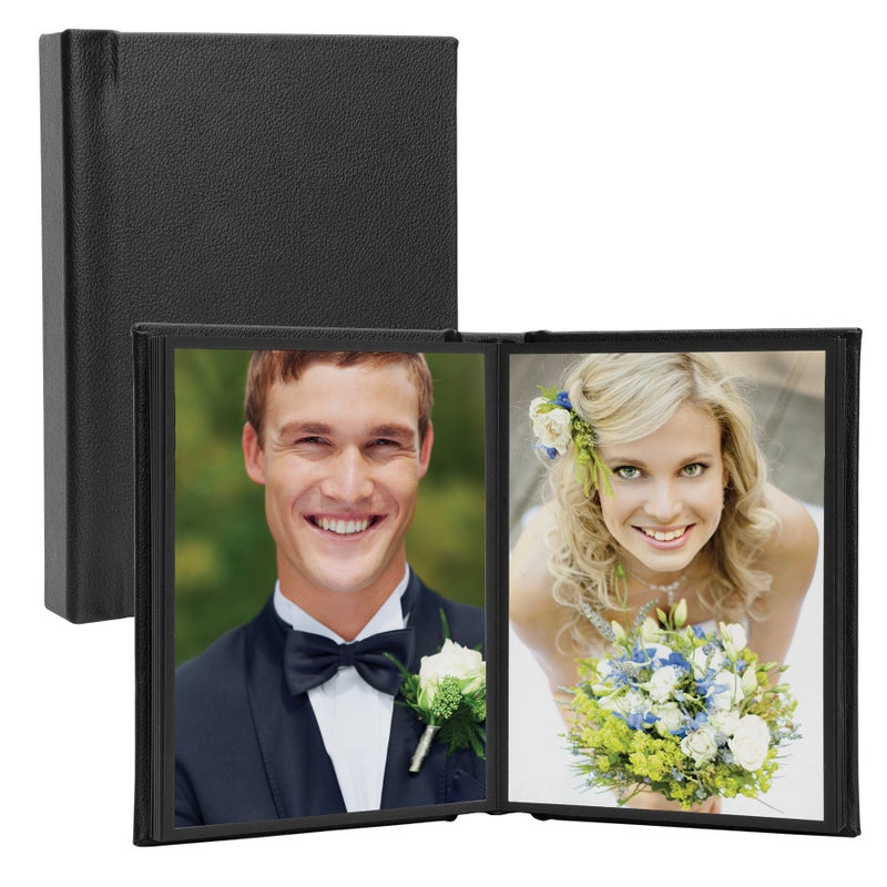 Neil Enterprises, Inc ألبوم صور جلد أسود ذاتي اللصق من نيل إنتربرايز إنك 5" × 7" - يحمل 20 صورة - Image 1